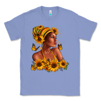 Colony Blue Afro American woman sunflowers Classic Tee - RanaPortraitStore