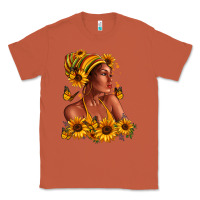 Copper Afro American woman sunflowers Classic Tee - RanaPortraitStore