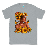 Heather Grey Afro American woman sunflowers Classic Tee - RanaPortraitStore