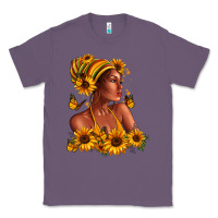 Lavender Afro American woman sunflowers Classic Tee - RanaPortraitStore