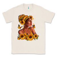 Natural Afro American woman sunflowers Classic Tee - RanaPortraitStore