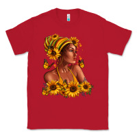 Red Afro American woman sunflowers Classic Tee - RanaPortraitStore