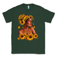 Sports Green Afro American woman sunflowers Classic Tee - RanaPortraitStore