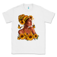 White Afro American woman sunflowers Classic Tee - RanaPortraitStore