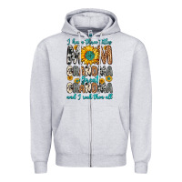 Heather Grey i have three tittles mom grandma great grandma Zipper Hoodie - Zillion Design Studio