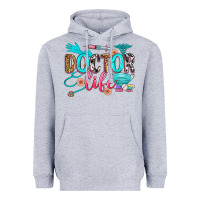 Heather Grey doctor life Heavyweight Hoodie - Zillion Design Studio
