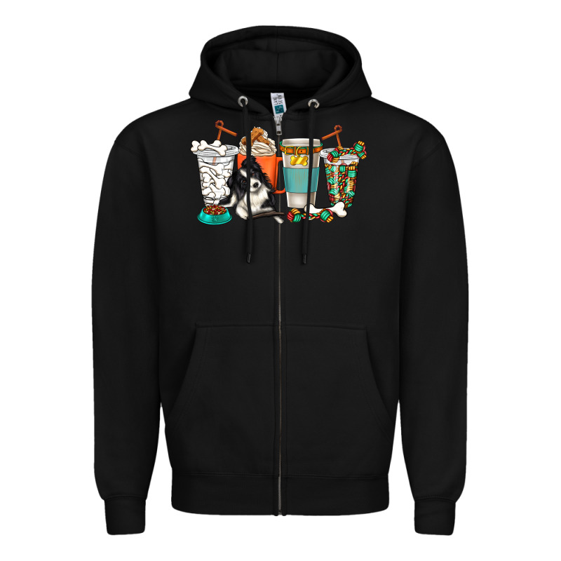 Alaskan Border Collie Dog Coffee Cups Zipper Hoodie by texasbilliewilder | Teevron