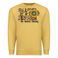 Antique Gold fall for jesus he never leaves Premium Sweatshirt - CowhideDigitalArt