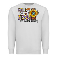 Dove Grey fall for jesus he never leaves Premium Sweatshirt - CowhideDigitalArt
