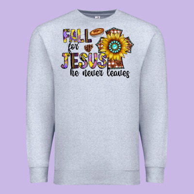 Fall For Jesus He Never Leaves Premium Sweatshirt Designed By Cowhidedigitalart