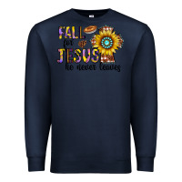 Navy fall for jesus he never leaves Premium Sweatshirt - CowhideDigitalArt
