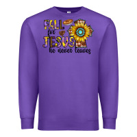 Purple fall for jesus he never leaves Premium Sweatshirt - CowhideDigitalArt