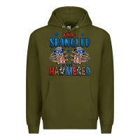 Army Green star spangled and hammered skeleton hand Premium Hoodie - Jasminsmagicworld
