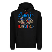 Black star spangled and hammered skeleton hand Premium Hoodie - Jasminsmagicworld