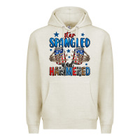 Oatmeal Heather star spangled and hammered skeleton hand Premium Hoodie - Jasminsmagicworld