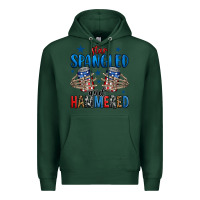 Sports Green star spangled and hammered skeleton hand Premium Hoodie - Jasminsmagicworld