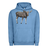Pigment Pebble Blue Moose Buck Deer Urban Hoodie - LillyAllenDesigns