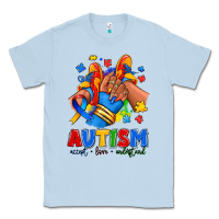 Dusty Blue Autism accept love understand afro girl sneakers Classic Tee - RanaPortraitStore