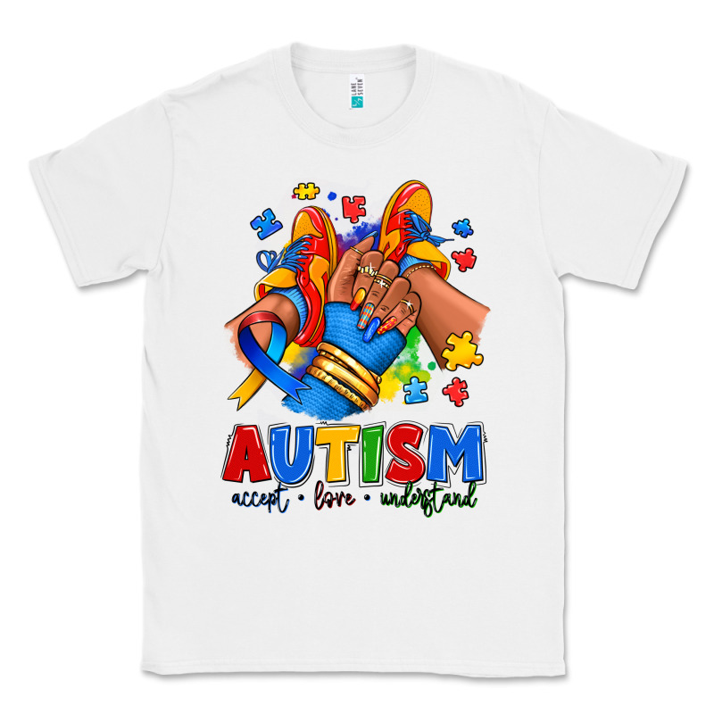 Autism Accept Love Understand Afro Girl Sneakers Classic Tee by RanaPortraitStore | Teevron