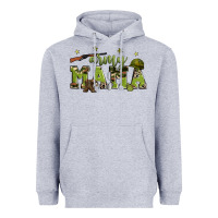 Heather Grey army mama Heavyweight Hoodie - Zillion Design Studio