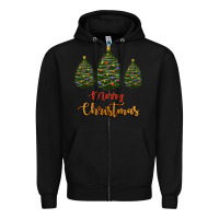 Black merry christmas trees Zipper Hoodie - RanaPortraitStore