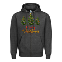 Charcoal Heather merry christmas trees Zipper Hoodie - RanaPortraitStore