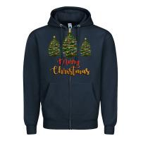 Navy merry christmas trees Zipper Hoodie - RanaPortraitStore