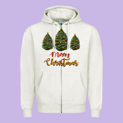 Zipper Hoodie merry christmas trees