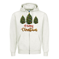 Oatmeal Heather merry christmas trees Zipper Hoodie - RanaPortraitStore