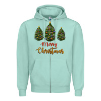 Seafoam merry christmas trees Zipper Hoodie - RanaPortraitStore