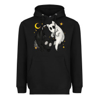 Black Ghost Cats with Balance Halloween Heavyweight Hoodie - texasbilliewilder