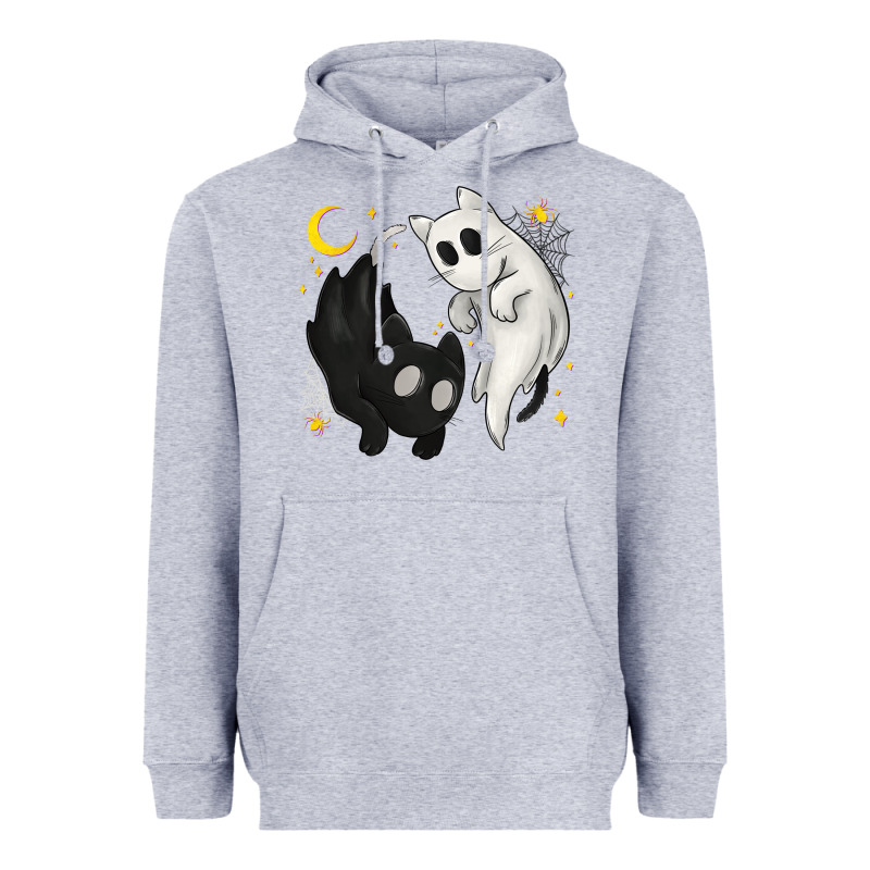 Ghost Cats With Balance Halloween Heavyweight Hoodie by texasbilliewilder | Teevron