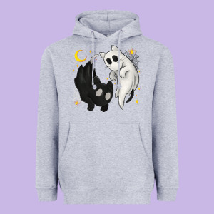 Ghost Cats With Balance Halloween Heavyweight Hoodie Designed By Texasbilliewilder