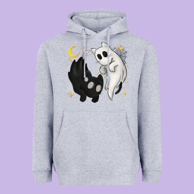 Ghost Cats With Balance Halloween Heavyweight Hoodie Designed By Texasbilliewilder