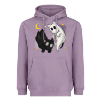 Lavender Ghost Cats with Balance Halloween Heavyweight Hoodie - texasbilliewilder