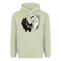 Matcha Ghost Cats with Balance Halloween Heavyweight Hoodie - texasbilliewilder