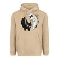 Mushroom Ghost Cats with Balance Halloween Heavyweight Hoodie - texasbilliewilder