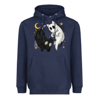 Navy Ghost Cats with Balance Halloween Heavyweight Hoodie - texasbilliewilder