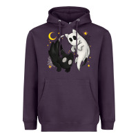 Plum Ghost Cats with Balance Halloween Heavyweight Hoodie - texasbilliewilder