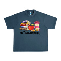 Midnight Navy teacher life with books  pen and coffee Urban Heavy Tee - Artiststas