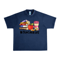 Navy teacher life with books  pen and coffee Urban Heavy Tee - Artiststas
