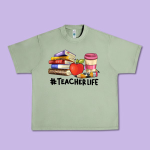 Teacher Life With Books  Pen And Coffee Urban Heavy Tee Designed By Artiststas