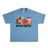 Pebble Blue teacher life with books  pen and coffee Urban Heavy Tee - Artiststas