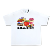 White teacher life with books  pen and coffee Urban Heavy Tee - Artiststas