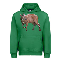Emerald Red Brocket Buck Deer Urban Hoodie - LillyAllenDesigns