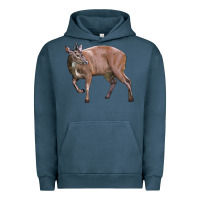 Pigment Midnight Navy Red Brocket Buck Deer Urban Hoodie - LillyAllenDesigns