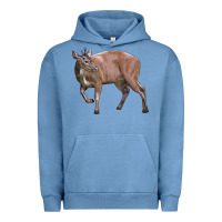 Pigment Pebble Blue Red Brocket Buck Deer Urban Hoodie - LillyAllenDesigns