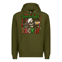 Army Green jingle bell rockin skeleton christmas Premium Hoodie - Jasminsmagicworld
