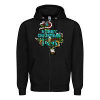 Black Merry Christmas Texas Map Zipper Hoodie - RanaPortraitStore