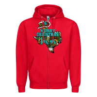 Red Merry Christmas Texas Map Zipper Hoodie - RanaPortraitStore